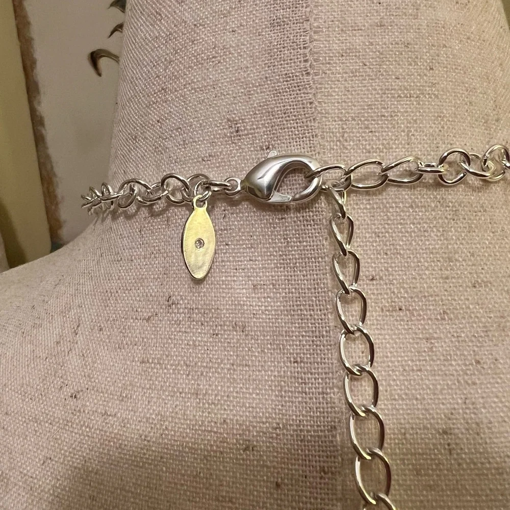 Chico’s Silver Layered Statement Necklace NWOT - Picture 6 of 8